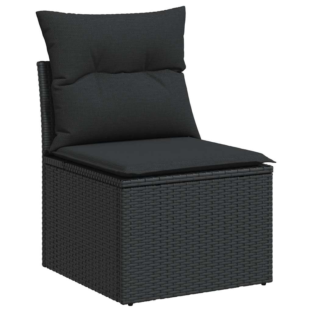5 pcs conjunto sofás de jardim com almofadões acácia e vime PE - Image 3