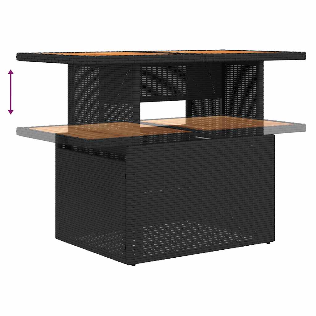 5 pcs conjunto sofás de jardim com almofadões acácia e vime PE - Image 9
