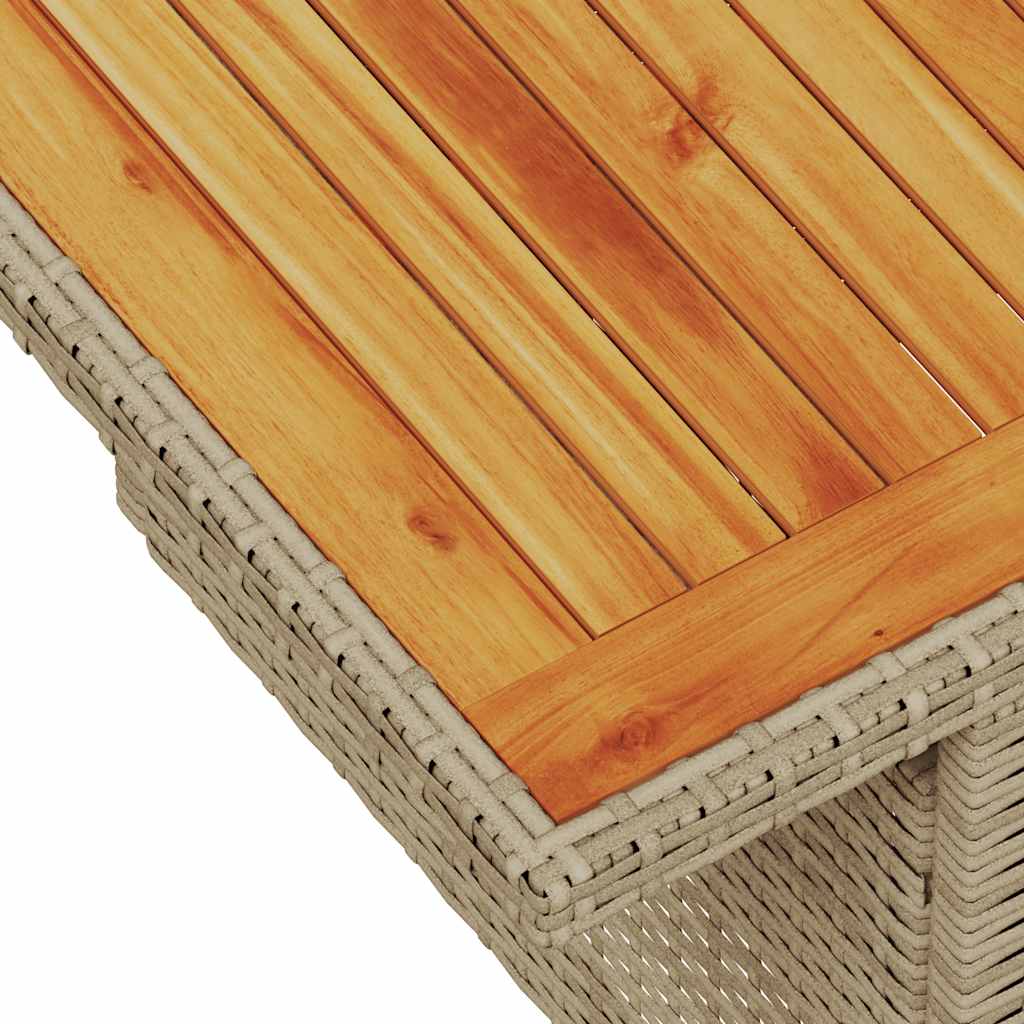 9 pcs conjunto sofás jardim com almofadões vime PE/acácia bege - Image 11
