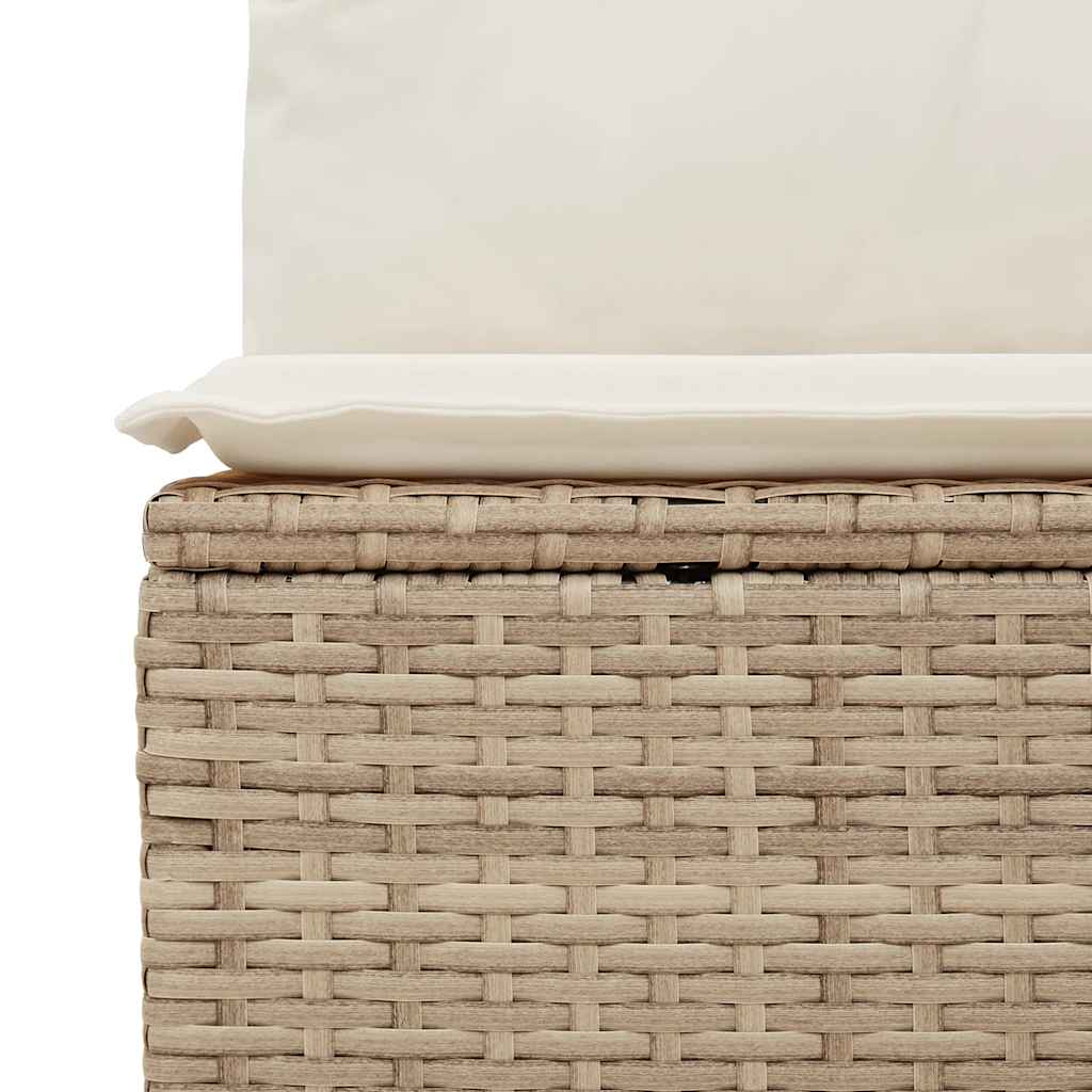 9 pcs conjunto sofás jardim com almofadões vime PE/acácia bege - Image 10
