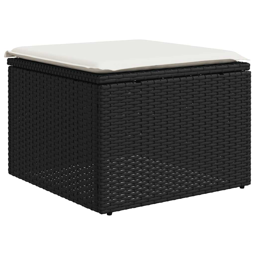 2 pcs conjunto sofás jardim c/ almofadões vime PE/acácia preto - Image 3