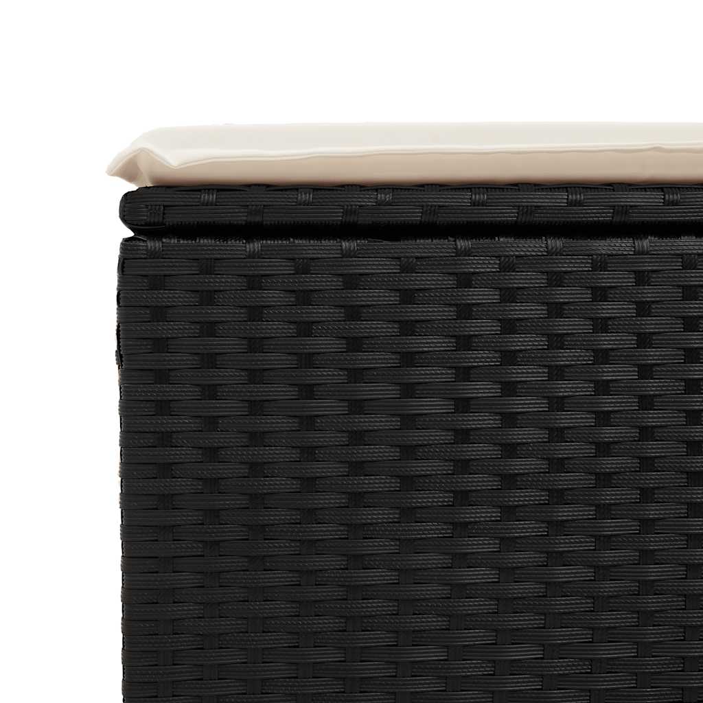 2 pcs conjunto sofás jardim c/ almofadões vime PE/acácia preto - Image 4