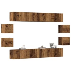 armários de TV montados na parede 8 pcs madeira velha