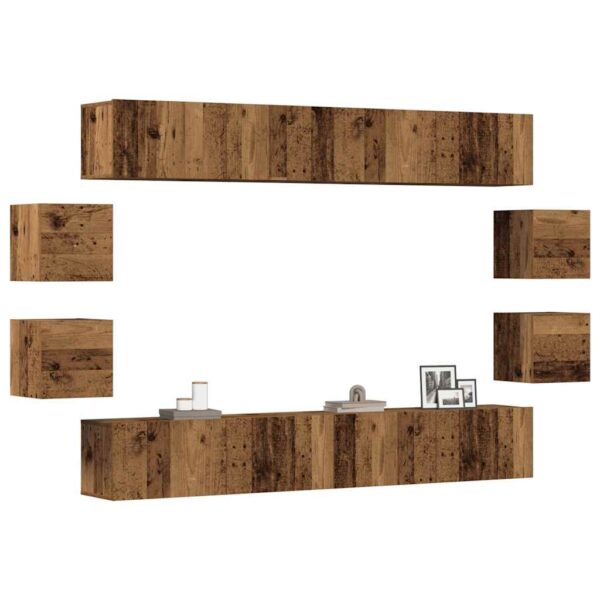 armários de TV montados na parede 8 pcs madeira velha