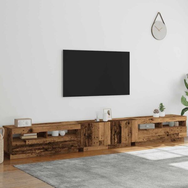 Móvel de TV com luzes LED derivados de madeira madeira velha - Image 3