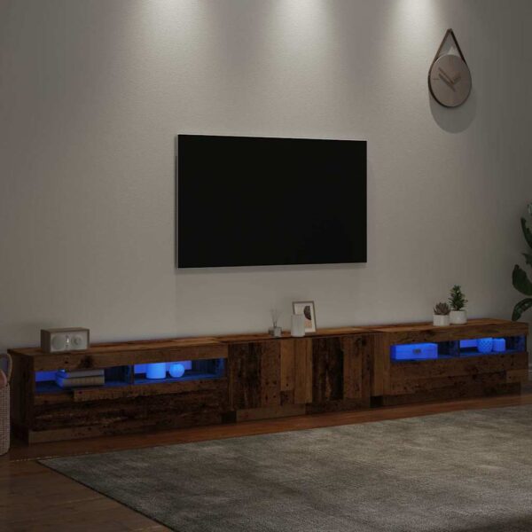 Móvel de TV com luzes LED derivados de madeira madeira velha - Image 4