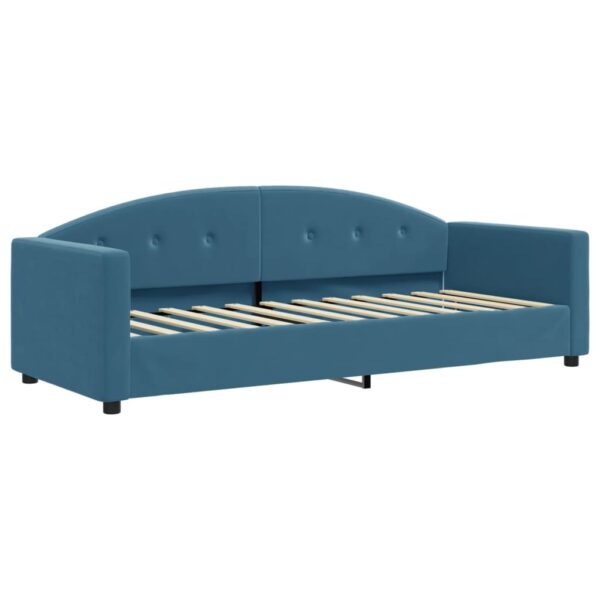 Sofá-cama com gavetão e colchões 80x200 cm veludo azul - Image 3