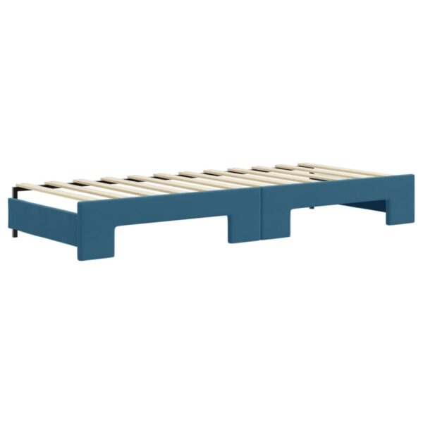 Sofá-cama com gavetão e colchões 80x200 cm veludo azul - Image 4