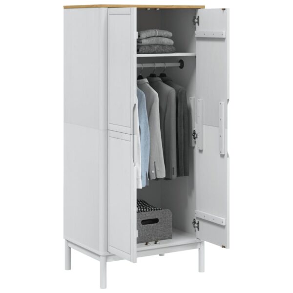 Roupeiro FLORO 77x53x171 cm madeira de pinho maciça branco - Image 3