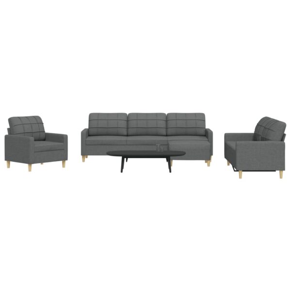 4 pcs conjunto de sofás com apoio de pés tecido cinzento-escuro