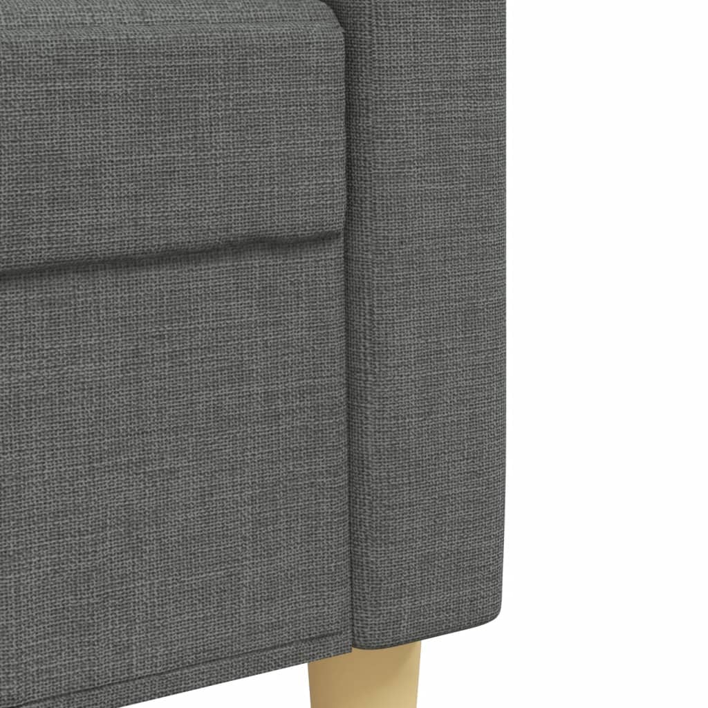 3 pcs conjunto de sofás com apoio de pés tecido cinzento-escuro - Image 6