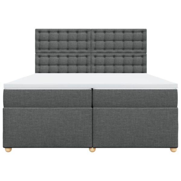 Cama com molas/colchão 200x200 cm tecido cinzento-escuro - Image 3