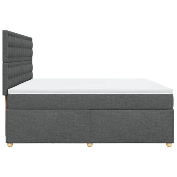 Cama com molas/colchão 200x200 cm tecido cinzento-escuro - Image 4