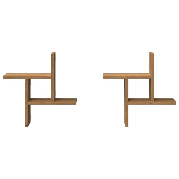 Prateleiras de parede 2pcs derivados madeira carvalho artisiano - Image 3