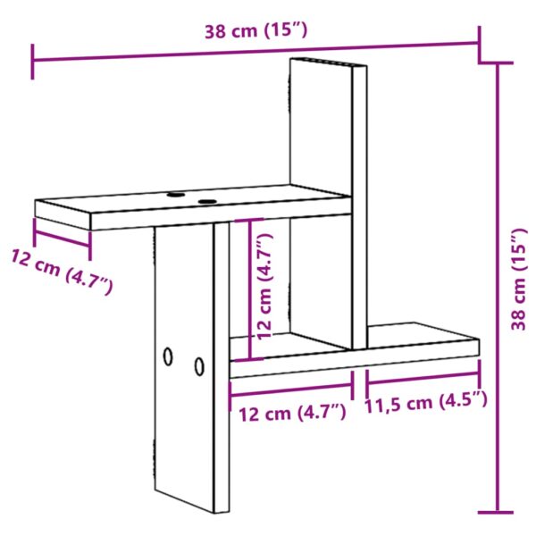 Prateleiras de parede 2pcs derivados madeira carvalho artisiano - Image 10