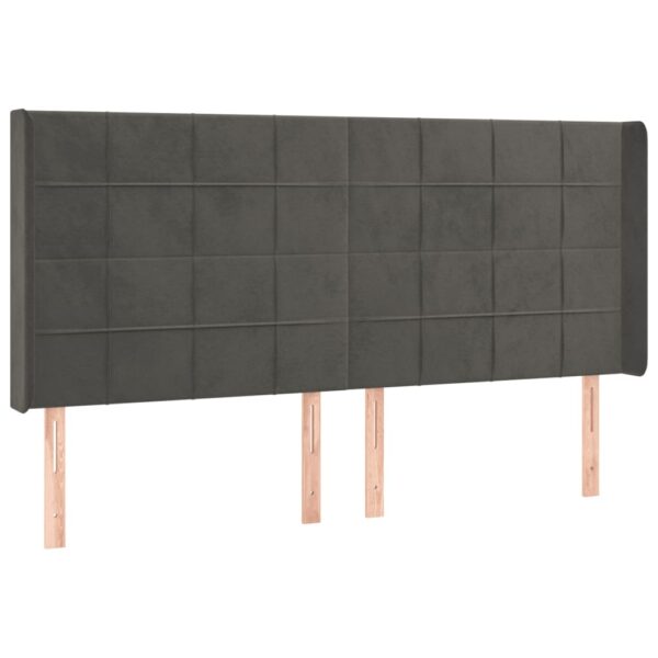 Cabeceira de cama c/ LED veludo 163x16x118/128 cm cinza-escuro - Image 2