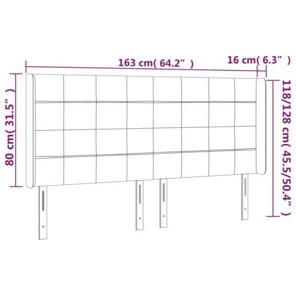 Cabeceira de cama c/ LED veludo 163x16x118/128 cm cinza-escuro - Image 5