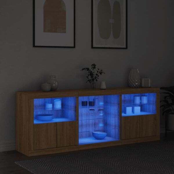 Aparador com luzes LED 181,5x37x67 cm carvalho sonoma - Image 2
