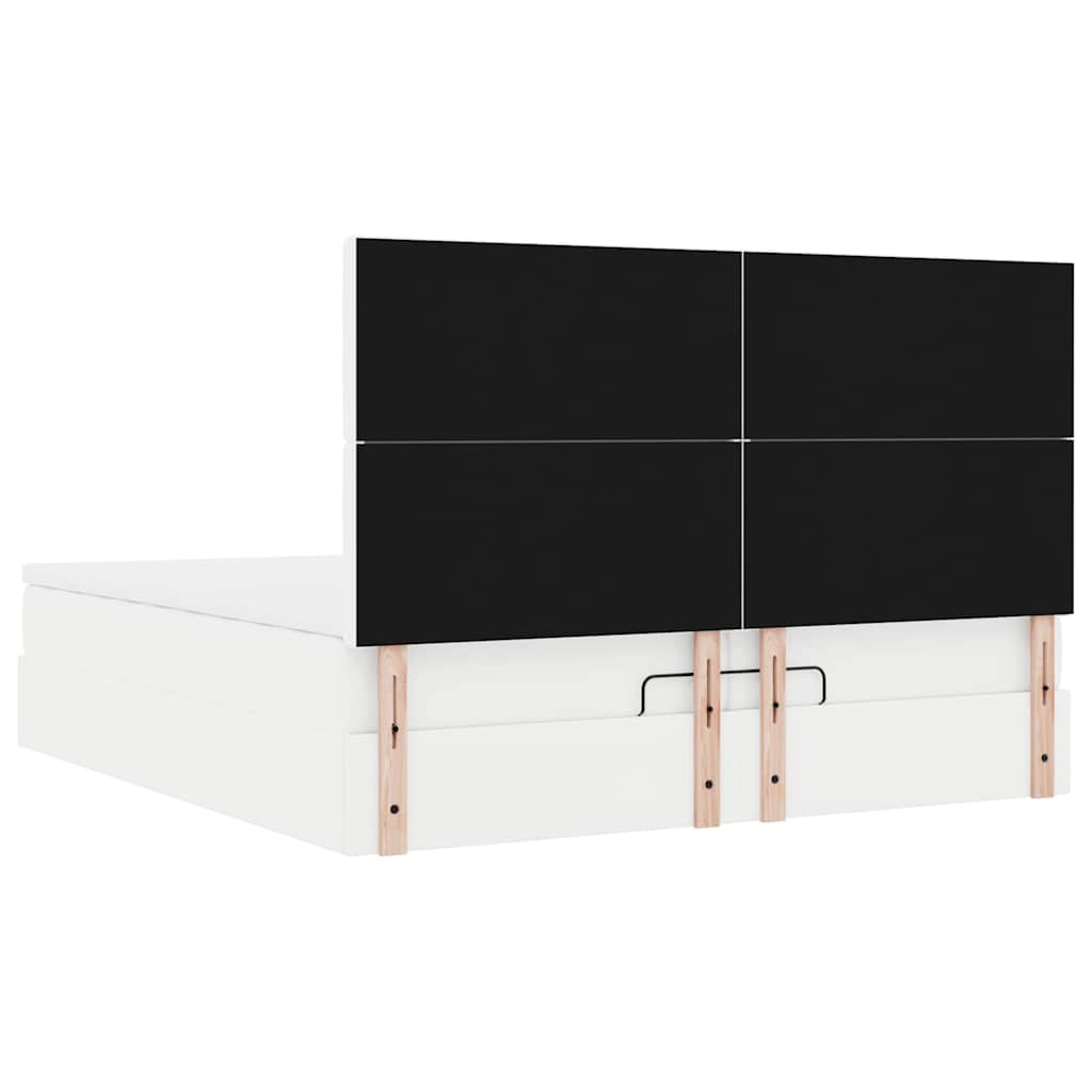 Estrutura de cama otomana com colchão branco couro falso - Image 11