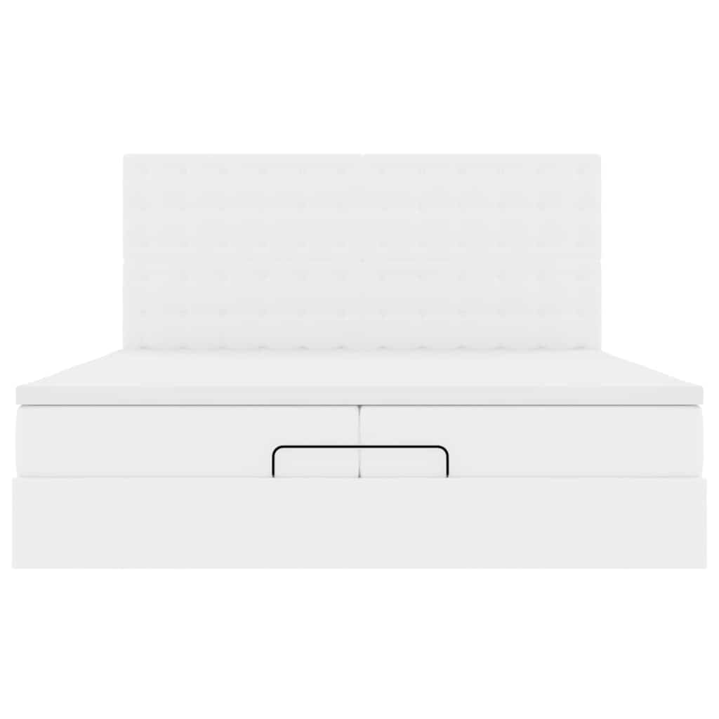 Estrutura de cama otomana com colchão branco couro falso - Image 7