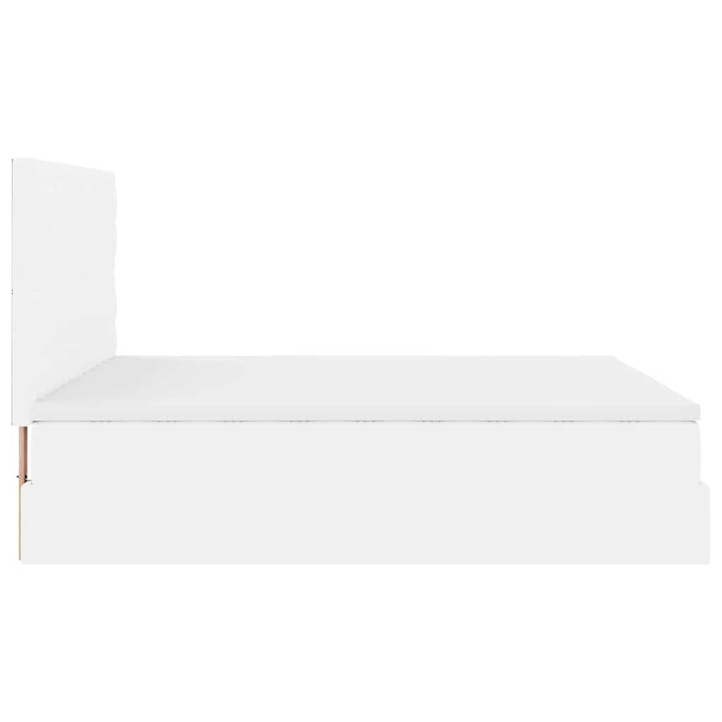 Estrutura de cama otomana com colchão branco couro falso - Image 10