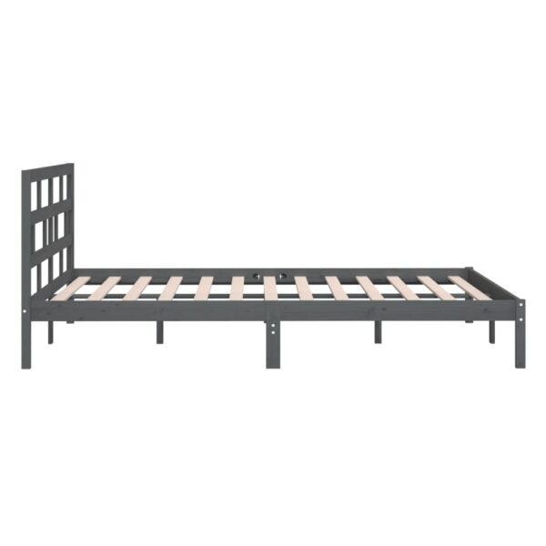 Estrutura de cama king 150x200 cm madeira maciça cinzento - Image 4