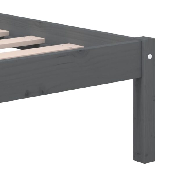 Estrutura de cama king 150x200 cm madeira maciça cinzento - Image 5
