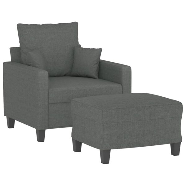 Poltrona com apoio de pés 60 cm tecido cinzento-escuro - Image 2