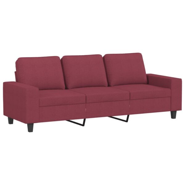 Sofá de 3 lugares com apoio de pés 180 cm tecido vermelho tinto - Image 2