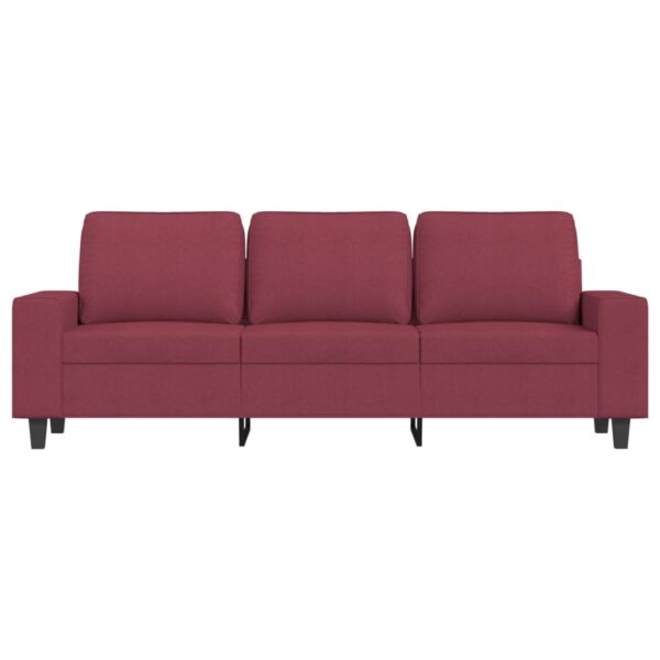 Sofá de 3 lugares com apoio de pés 180 cm tecido vermelho tinto - Image 3