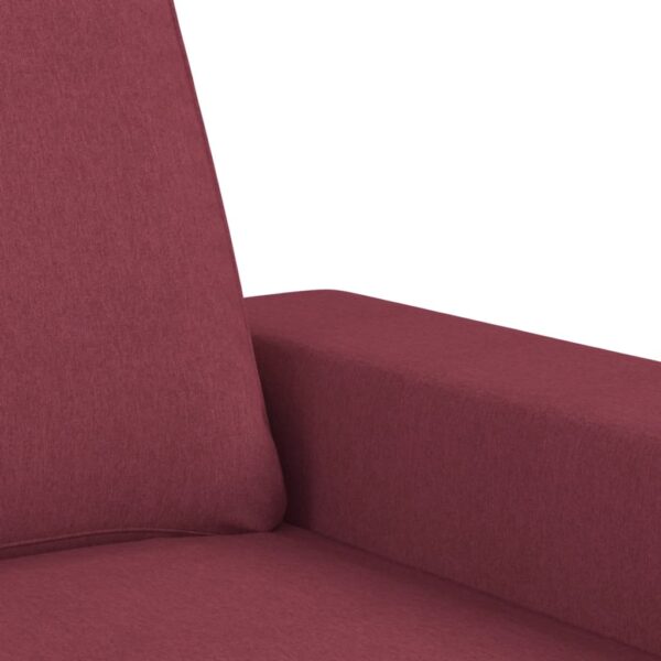 Sofá de 3 lugares com apoio de pés 180 cm tecido vermelho tinto - Image 6