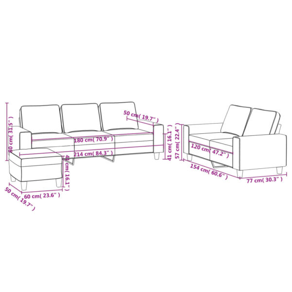 3 pcs conjunto de sofás tecido cinzento-claro - Image 8