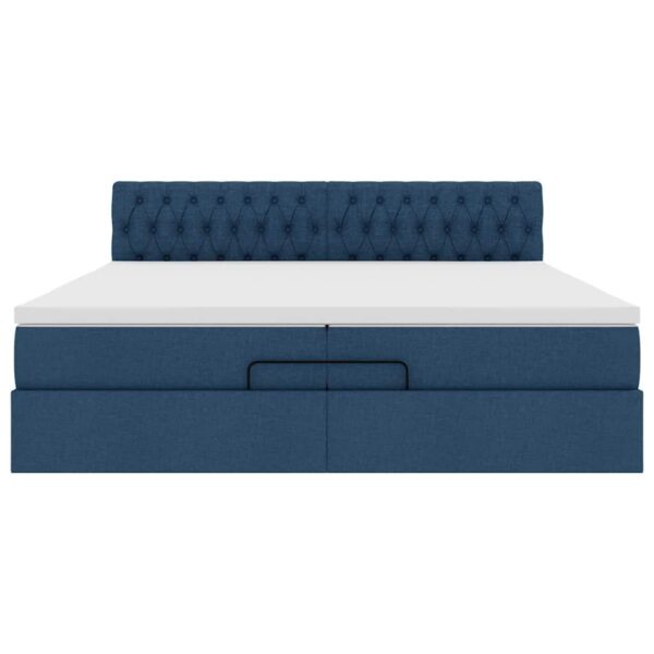 Estrutura de cama otomana com colchões 200x200cm tecido azul - Image 7