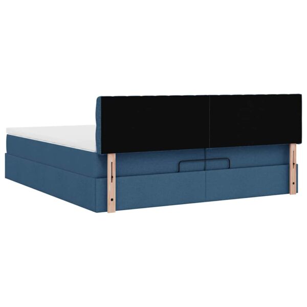 Estrutura de cama otomana com colchões 200x200cm tecido azul - Image 9