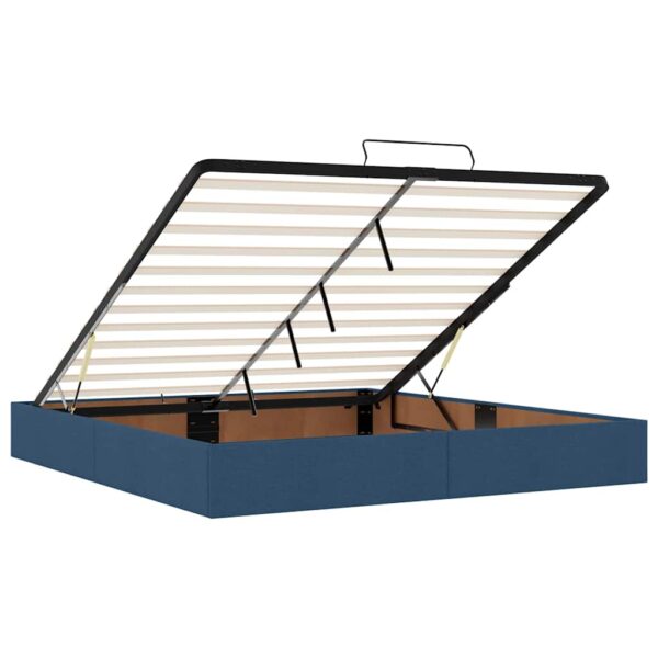Estrutura de cama otomana com colchões 200x200cm tecido azul - Image 10