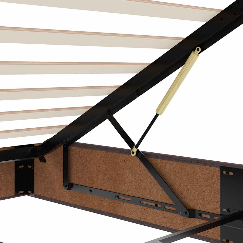 Estrutura de cama otomana com colchões tecido castanho escuro - Image 11