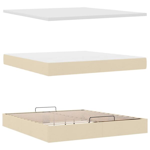Estrutura de cama otomana com colchões tecido creme 200x200cm - Image 7