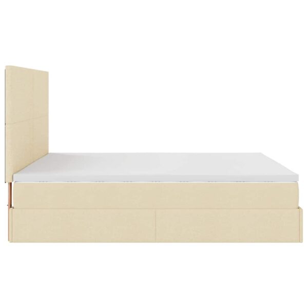 Estrutura de cama otomana com colchões tecido creme 200x200cm - Image 9