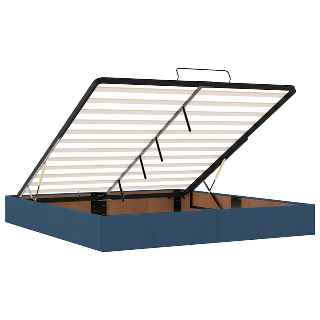 Estrutura de cama otomana com colchões 200x200cm tecido azul - Image 11