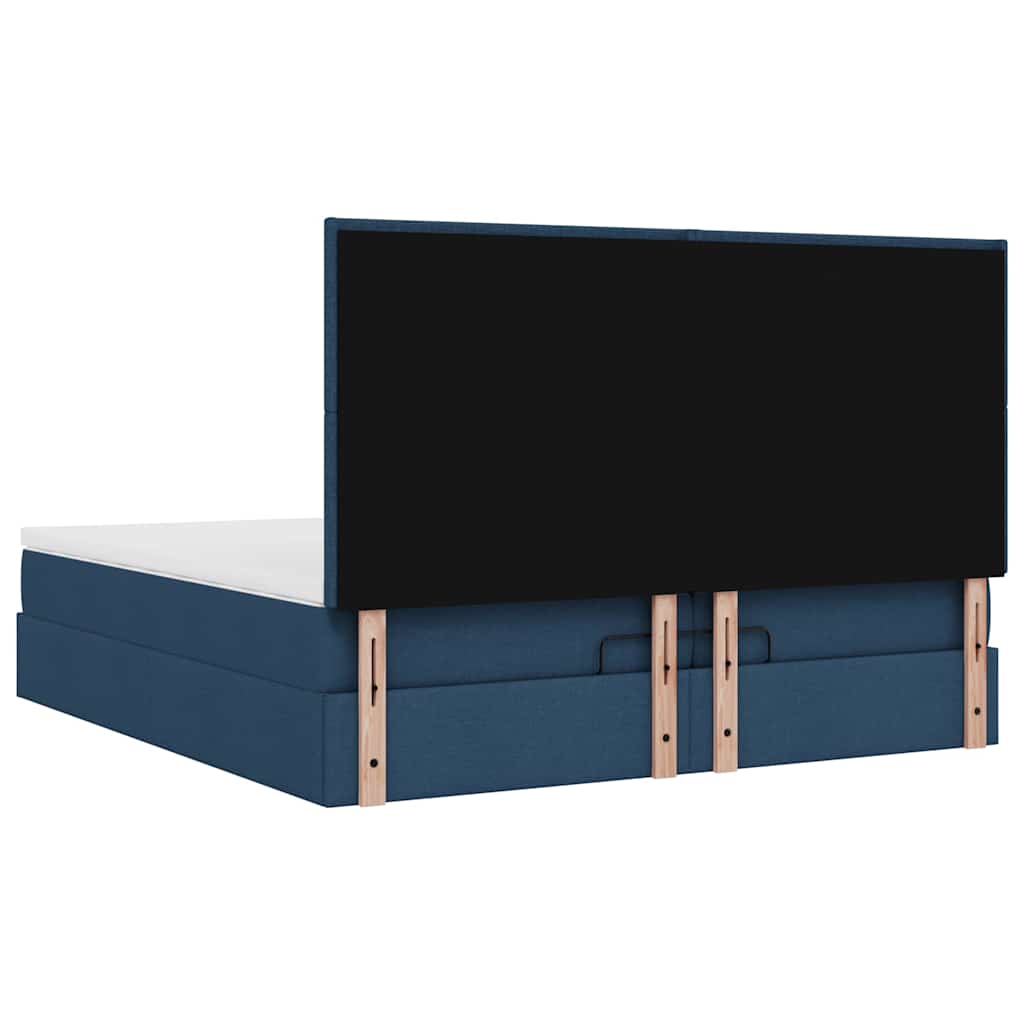 Estrutura de cama otomana com colchões 200x200cm tecido azul - Image 10
