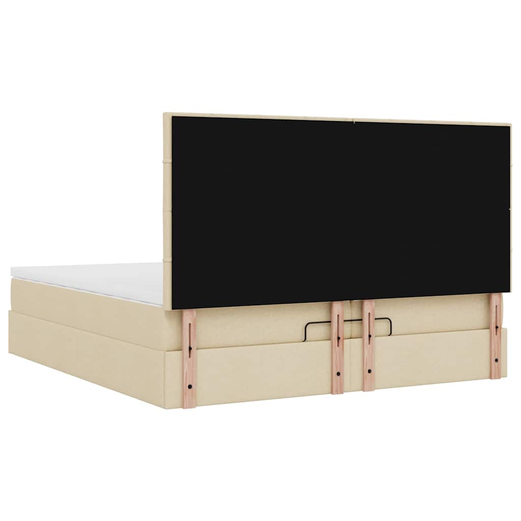Estrutura de cama otomana com colchões tecido creme 200x200cm - Image 10
