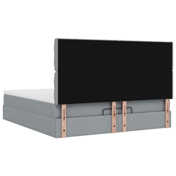 Estrutura de cama otomana com colchões tecido cinzento claro - Image 10