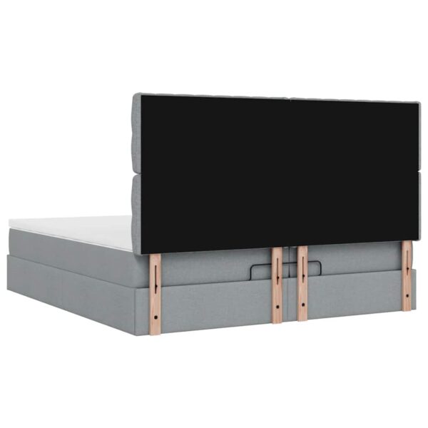 Estrutura de cama otomana com colchões tecido cinzento escuro - Image 10