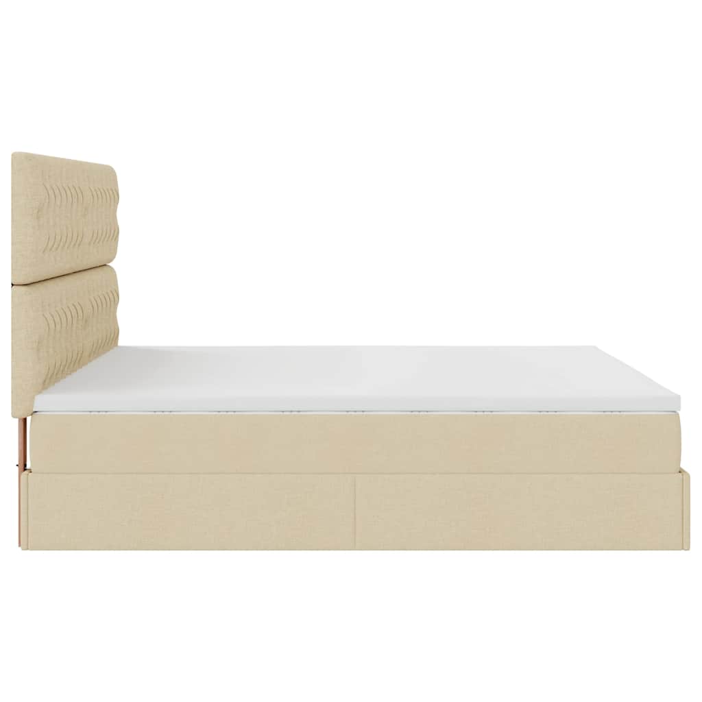 Estrutura de cama otomana com colchões tecido creme 200x200cm - Image 9