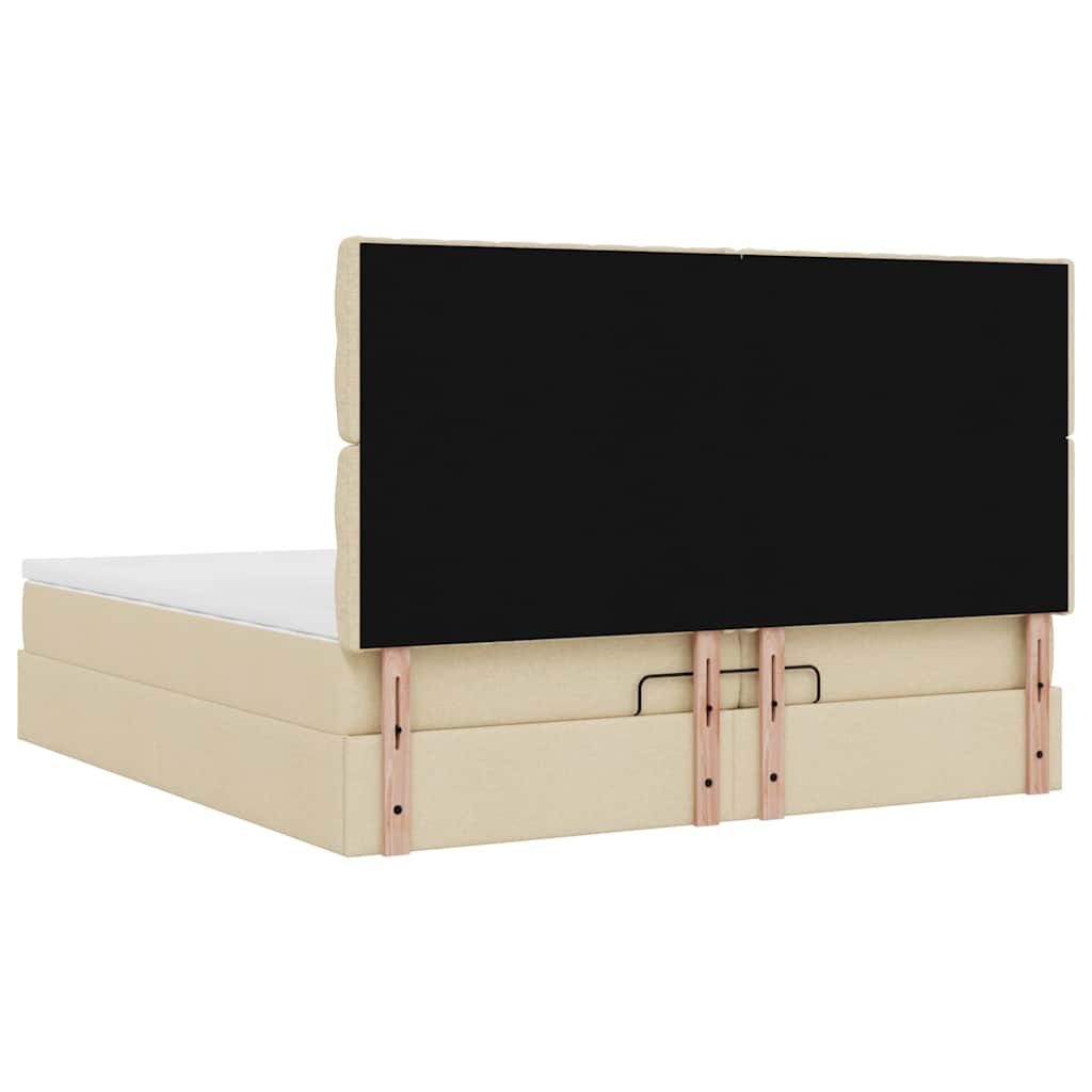 Estrutura de cama otomana com colchões tecido creme 200x200cm - Image 10