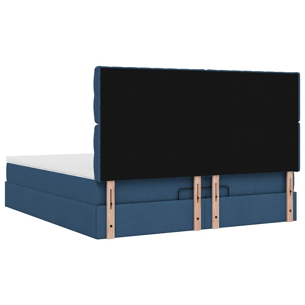 Estrutura de cama otomana com colchões 200x200cm tecido azul - Image 10