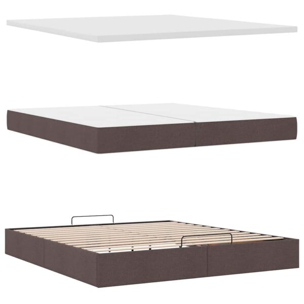 Estrutura de cama otomana com colchões tecido castanho escuro - Image 7