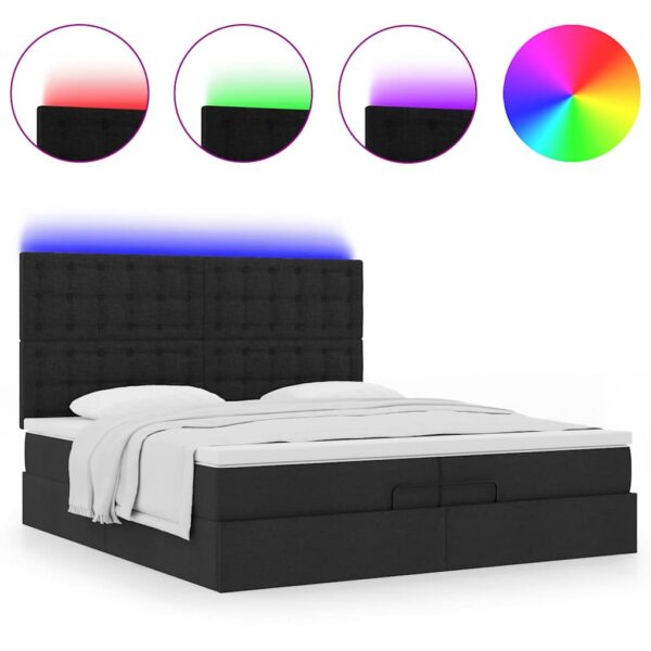 63 / 5,000vidaXL Estrutura de cama otomana com colchões tecido preto - Image 4