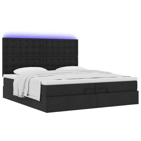 63 / 5,000vidaXL Estrutura de cama otomana com colchões tecido preto - Image 5