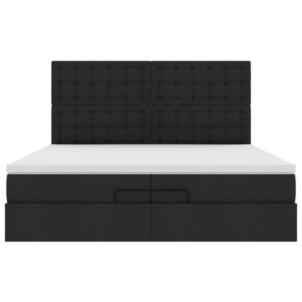 63 / 5,000vidaXL Estrutura de cama otomana com colchões tecido preto - Image 7